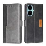 For Tecno Camon 19 / 19 Pro Contrast Color Side Buckle Leather Phone Case(Black + Grey)