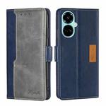 For Tecno Camon 19 / 19 Pro Contrast Color Side Buckle Leather Phone Case(Blue + Grey)