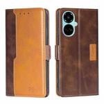 For Tecno Camon 19 / 19 Pro Contrast Color Side Buckle Leather Phone Case(Dark Brown + Gold)