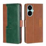 For Tecno Camon 19 / 19 Pro Contrast Color Side Buckle Leather Phone Case(Light Brown + Green)