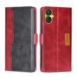 For Tecno Spark 9 Pro Contrast Color Side Buckle Leather Phone Case(Red + Black)