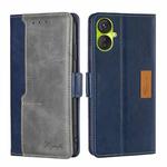 For Tecno Spark 9 Pro Contrast Color Side Buckle Leather Phone Case(Blue + Grey)