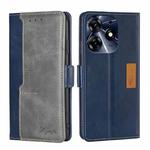 For Tecno Spark 10 Pro Contrast Color Side Buckle Leather Phone Case(Blue + Grey)