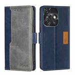 For Tecno Spark 10C Contrast Color Side Buckle Leather Phone Case(Blue + Grey)