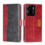 For Tecno Spark Go 2023 Contrast Color Side Buckle Leather Phone Case(Red + Black)