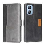 For Blackview A52 Contrast Color Side Buckle Leather Phone Case(Black + Grey)