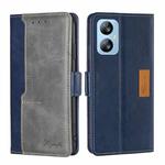 For Blackview A52 Contrast Color Side Buckle Leather Phone Case(Blue + Grey)
