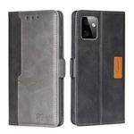For Motorola Moto G Power 2023 Contrast Color Side Buckle Leather Phone Case(Black + Grey)