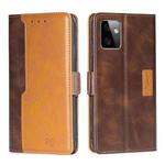 For Motorola Moto G Power 2023 Contrast Color Side Buckle Leather Phone Case(Dark Brown + Gold)