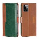 For Motorola Moto G Power 2023 Contrast Color Side Buckle Leather Phone Case(Light Brown + Green)