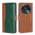 For OPPO Find X6 5G Contrast Color Side Buckle Leather Phone Case(Light Brown + Green)