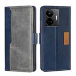 For Realme GT Neo5 Contrast Color Side Buckle Leather Phone Case(Blue + Grey)