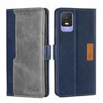 For TCL 403 Contrast Color Side Buckle Leather Phone Case(Blue + Grey)