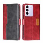 For vivo S16e Contrast Color Side Buckle Leather Phone Case(Red + Black)
