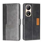 For vivo Y100 5G Contrast Color Side Buckle Leather Phone Case(Black + Grey)