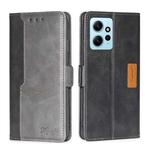 For Xiaomi Redmi Note 12 4G Global Contrast Color Side Buckle Leather Phone Case(Black + Grey)
