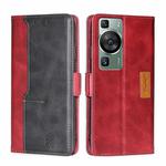 For Huawei P60 / P60 Pro Contrast Color Side Buckle Leather Phone Case(Red + Black)