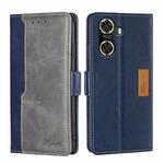 For Huawei Enjoy 60 Contrast Color Side Buckle Leather Phone Case(Blue + Grey)