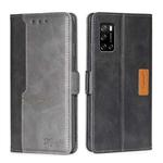 For Rakuten Big S Contrast Color Side Buckle Leather Phone Case(Black + Grey)