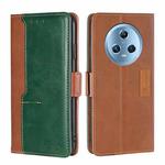 For Honor Magic5 Contrast Color Side Buckle Leather Phone Case(Light Brown + Green)