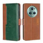 For Honor Magic5 Pro Contrast Color Side Buckle Leather Phone Case(Light Brown + Green)