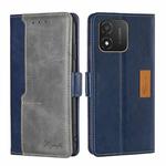 For Honor X5 4G Contrast Color Side Buckle Leather Phone Case(Blue + Grey)