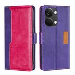 For OnePlus Ace 2V 5G Contrast Color Side Buckle Leather Phone Case(Purple + Rose Red)