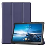 For Lenovo M10 FHD REL TB-X605FC Custer Pattern Pure Color Horizontal Flip Leather Case with Three-folding Holder & Wake-up / Sleep Function(Dark Blue)