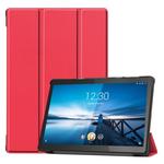 For Lenovo M10 FHD REL TB-X605FC Custer Pattern Pure Color Horizontal Flip Leather Case with Three-folding Holder & Wake-up / Sleep Function(Red)