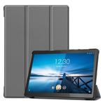 For Lenovo M10 FHD REL TB-X605FC Custer Pattern Pure Color Horizontal Flip Leather Case with Three-folding Holder & Wake-up / Sleep Function(Grey)