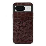 For Google Pixel 8 Crocodile Texture Genuine Leather Phone Case(Coffee)