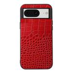 For Google Pixel 8 Crocodile Texture Genuine Leather Phone Case(Red)