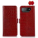 For Asus ROG Phone 7 Crocodile Top Layer Cowhide Leather Phone Case(Red)