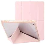 Clear Acrylic Deformation Leather Tablet Case For iPad 10.2 2019 / 10.2 2020 / 10.2 2021 / Pro 10.5 2017 / Air 10.5 2019(Pink)