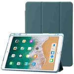 Clear Acrylic 3-Fold Leather Tablet Case For iPad 10.2 2019 / 10.2 2020 / 10.2 2021 / Pro 10.5 2017 / Air 10.5 2019(Dark Green)