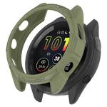 For Garmin Forerunner 265 Armor Hollow Watch Protective Case(Jungle Green)