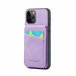 For iPhone 12 Pro Max Fierre Shann Crazy Horse Card Holder Back Cover PU Phone Case(Purple)