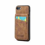 For iPhone SE 2022 / 2020 / 7 / 8 Fierre Shann Crazy Horse Card Holder Back Cover PU Phone Case(Brown)