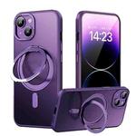 For iPhone 14 Plus 360 Rotating MagSafe Magnetic Skin Feel Phone Case(Purple)