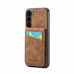 For Samsung Galaxy S23+ 5G Fierre Shann Crazy Horse Card Holder Back Cover PU Phone Case(Brown)