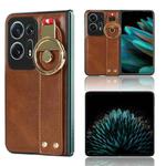 For OPPO Find N2 Wristband Leather Back Phone Case(Brown)