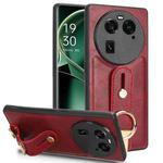 For OPPO Find X6 5G Wristband Leather Back Phone Case(Red)