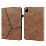 For Xiaomi Pad 6 / Pad 6 Pro Embossed Striped Leather Tablet Case(Brown)