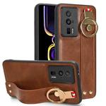 For Xiaomi Redmi K60 / K60 Pro Wristband Leather Back Phone Case(Brown)