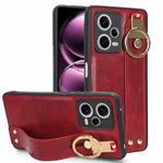 For Redmi Note 12 Pro 5G Global Wristband Leather Back Phone Case(Red)