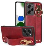For Xiaomi Poco X5 Pro 5G Wristband Leather Back Phone Case(Red)