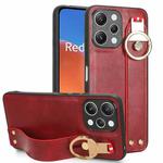 For Xiaomi Redmi 12 4G Wristband Leather Back Phone Case(Red)