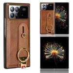 For Xiaomi Mix Fold 3 Wristband Leather Back Phone Case(Brown)