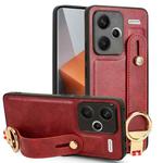 For Xiaomi Redmi Note 13 Pro+ Wristband Leather Back Phone Case(Red)