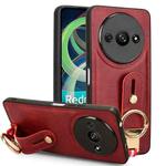 For Xiaomi Redmi A3 Wristband Leather Back Phone Case(Red)